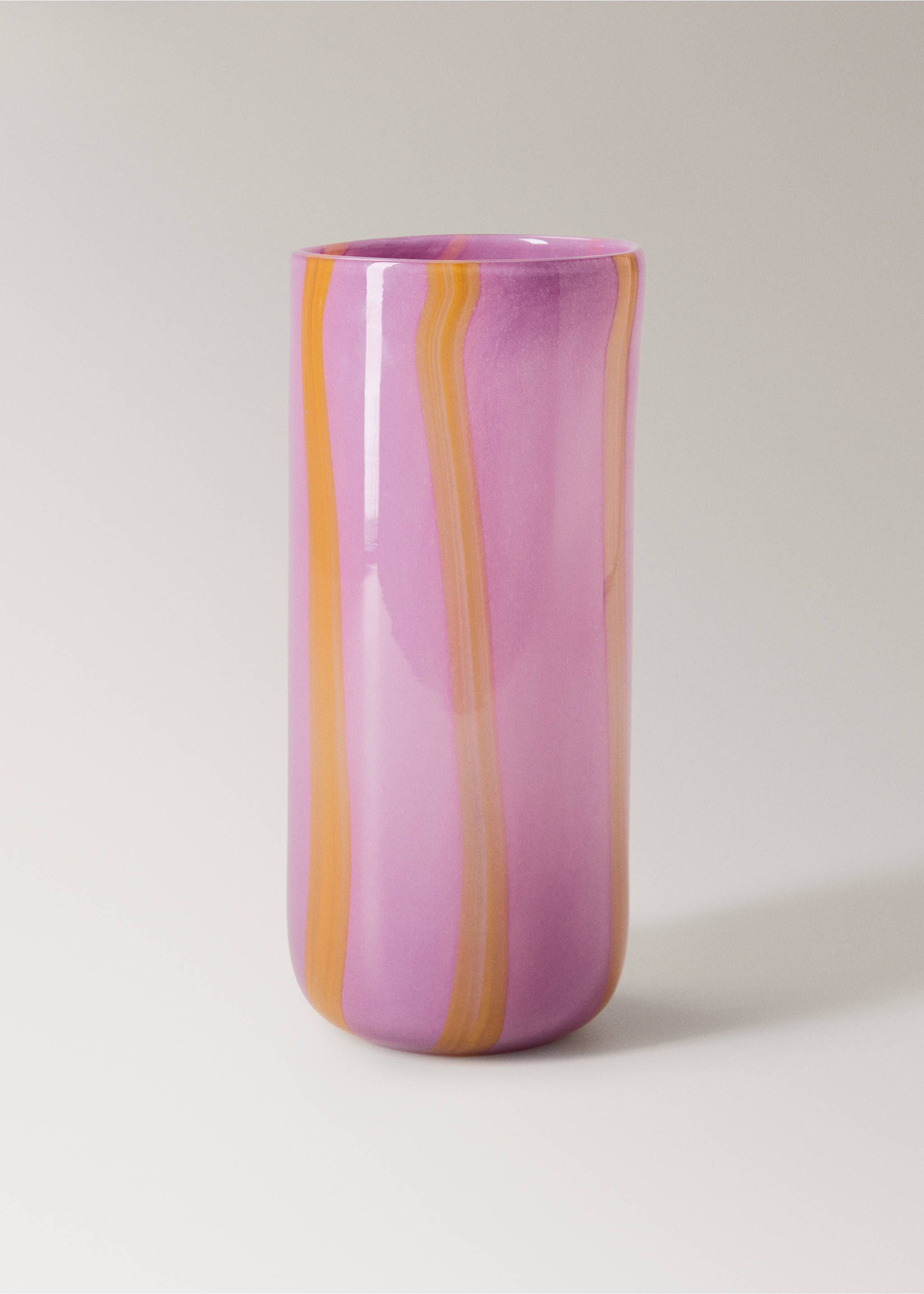 Large coloured glass vase with stripes - Article without model, Lilac. Ref: 27013310-00.