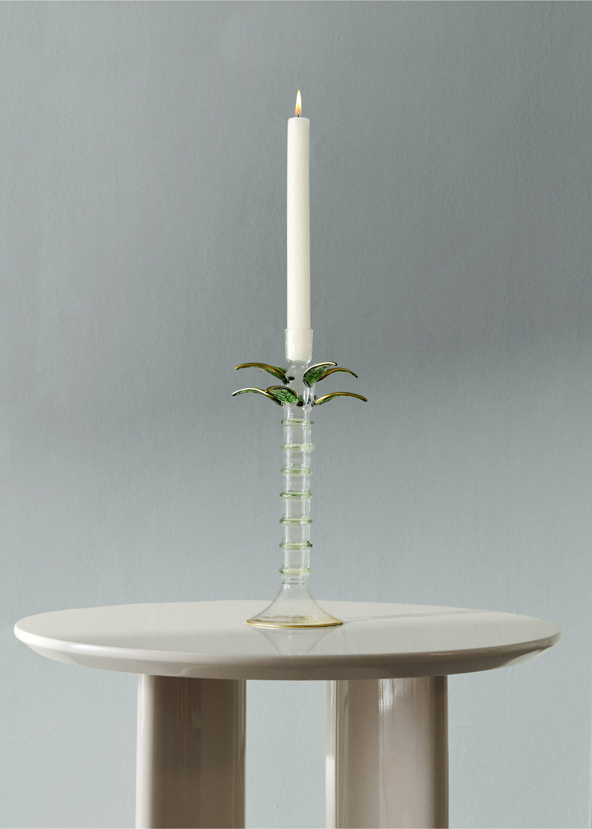 Κηροπήγιο από βοριοπυριτικό γυαλί φοίνικας ψηλό - Γενικό πλάνο, Πράσινο. Ref: 27013311-00.