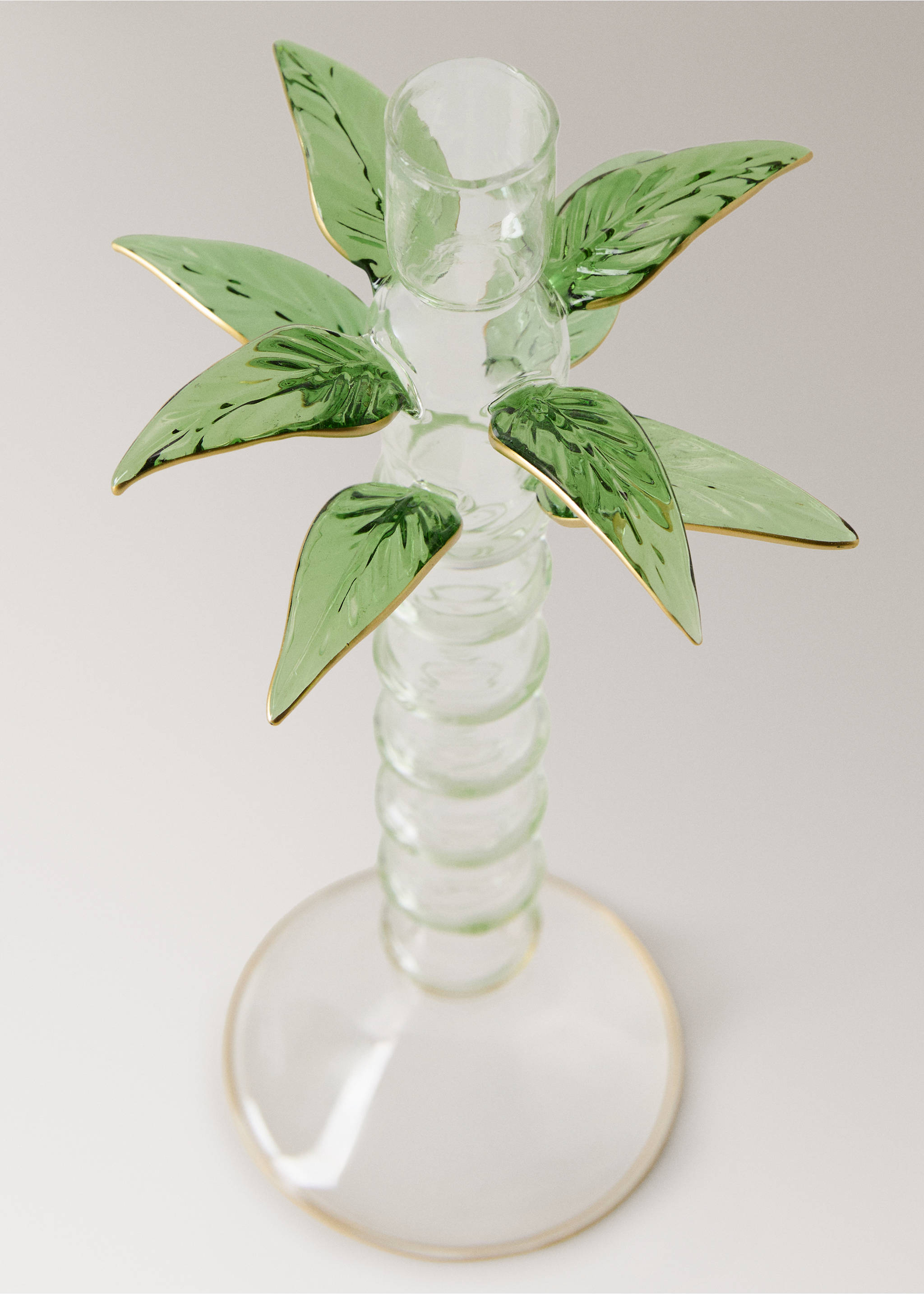 Κηροπήγιο από βοριοπυριτικό γυαλί φοίνικας ψηλό - Λεπτομέρεια του προϊόντος 2, Πράσινο. Ref: 27013311-00.