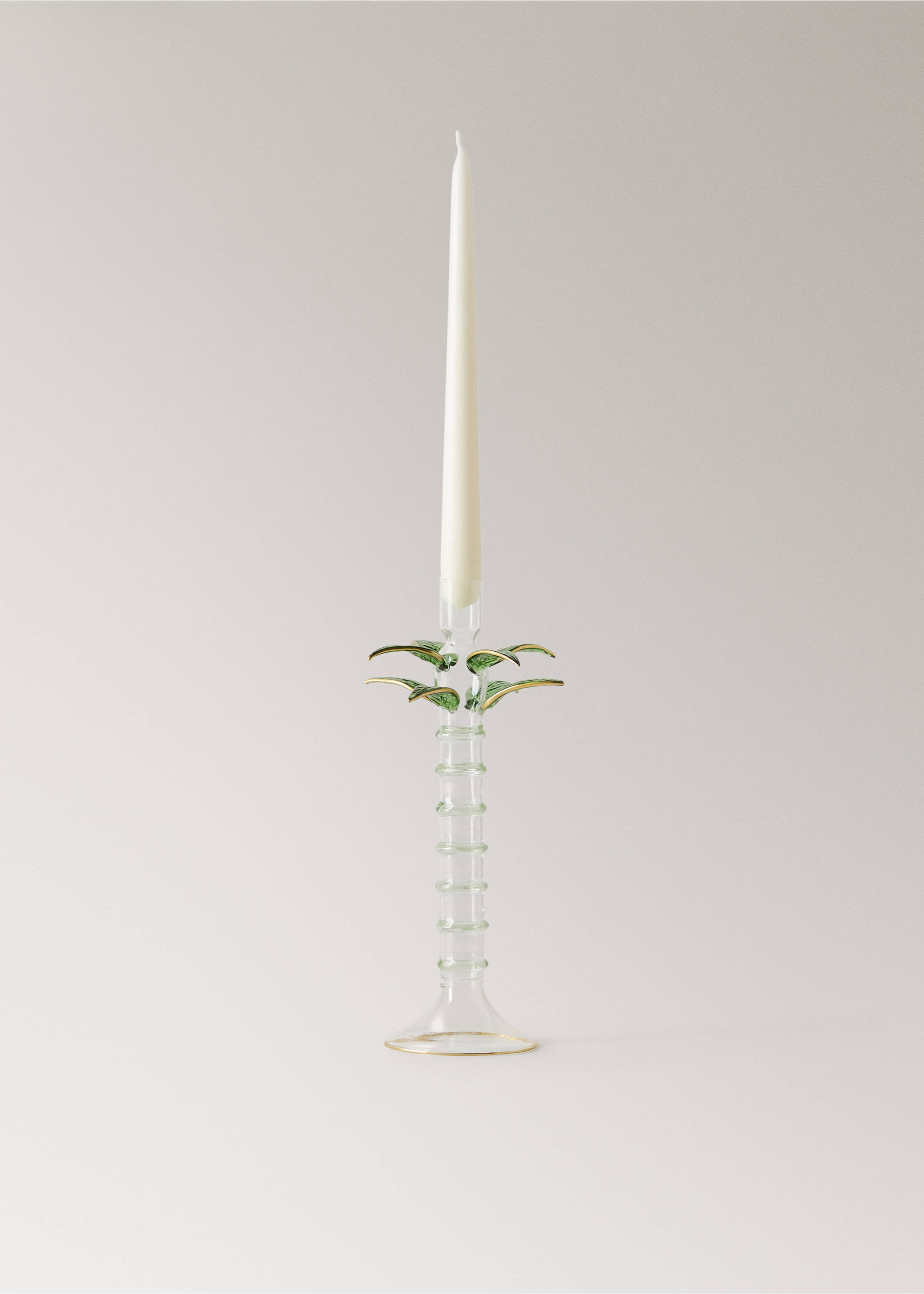 Κηροπήγιο από βοριοπυριτικό γυαλί φοίνικας ψηλό - Λεπτομέρεια του προϊόντος 3, Πράσινο. Ref: 27013311-00.