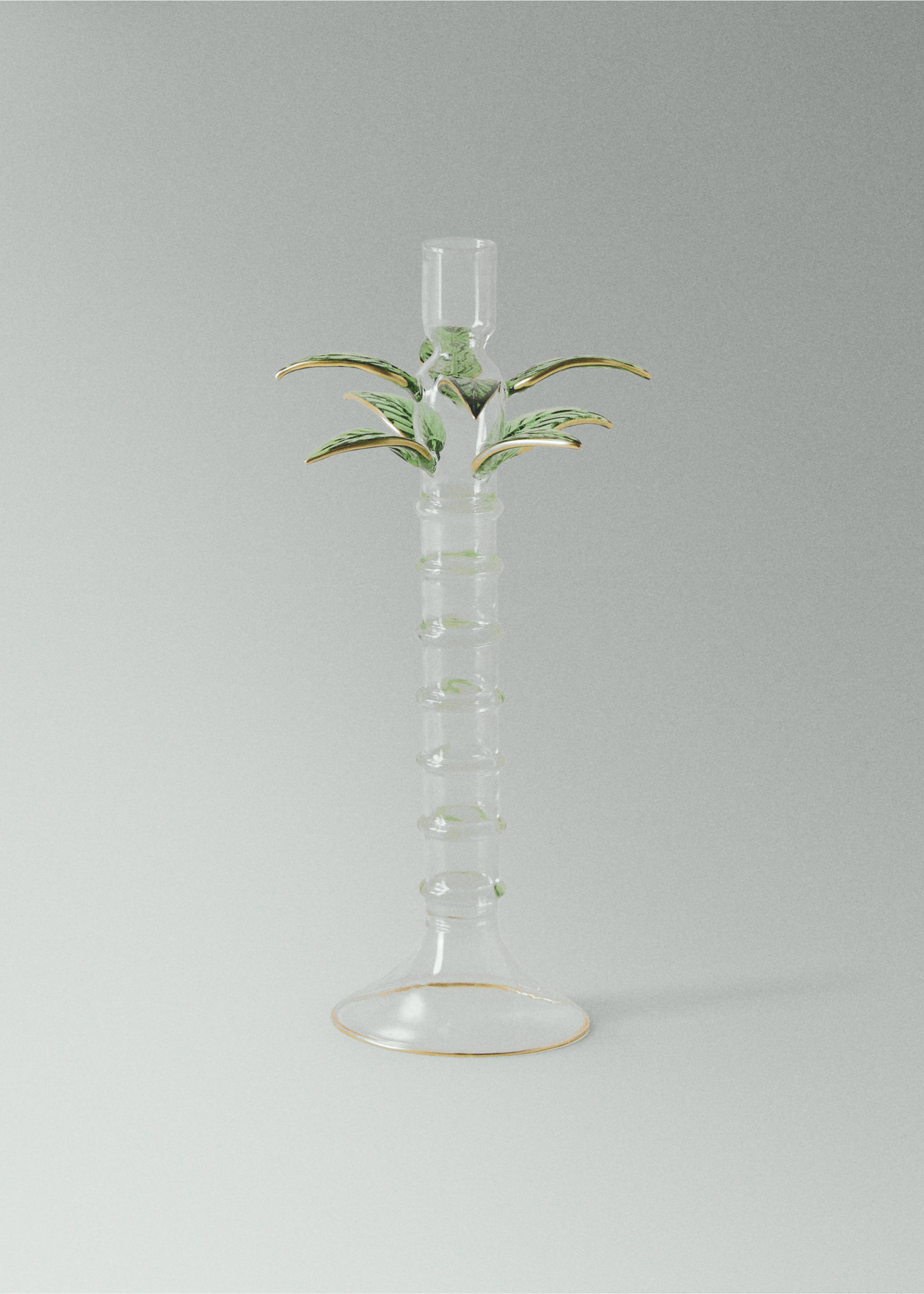 Borosilikat-Kerzenhalter, Palme, hoch - Mittlere Ansicht, Grün. Ref: 27013311-00.