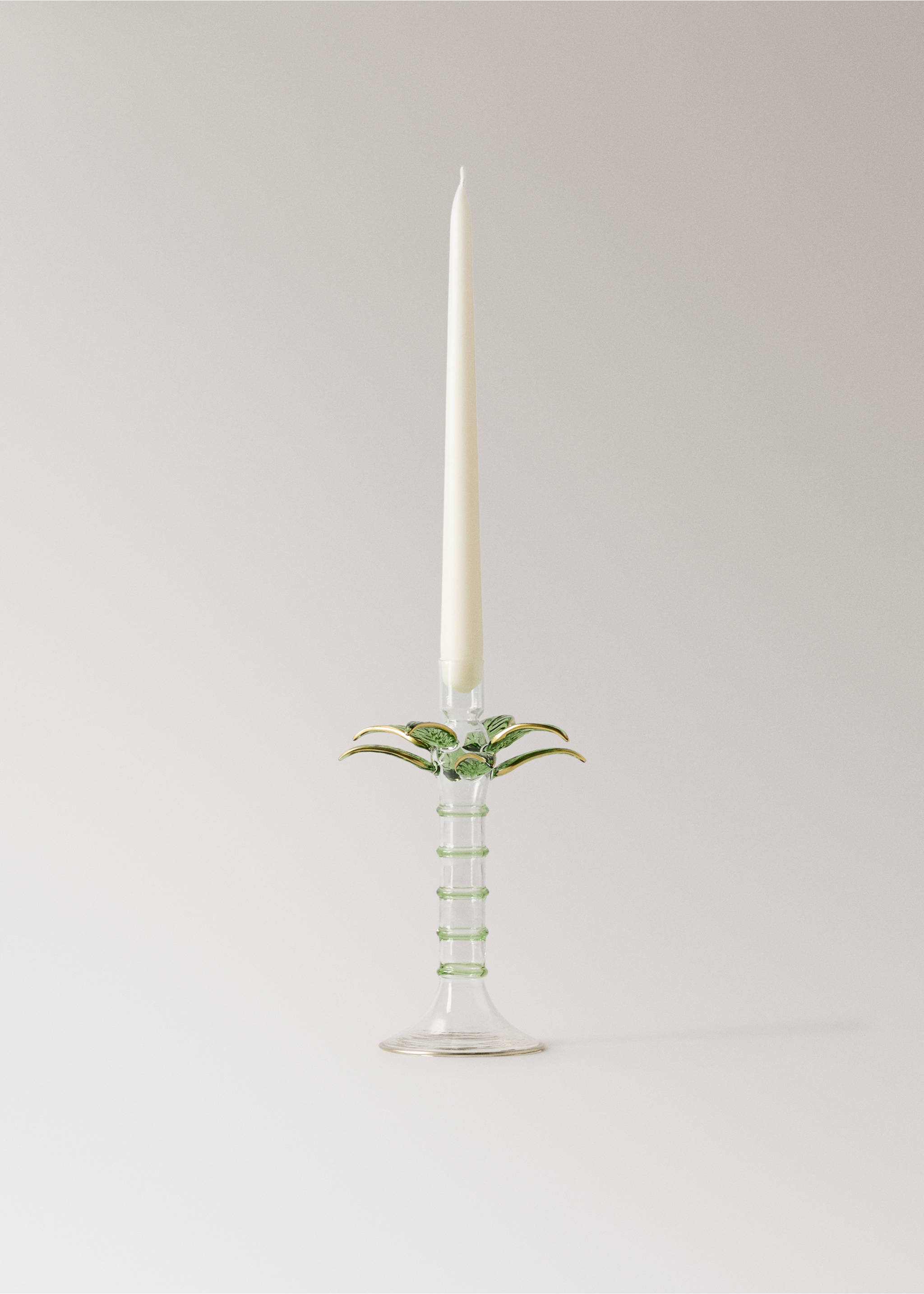 Κηροπήγιο από βοριοπυριτικό γυαλί φοίνικας χαμηλό - Λεπτομέρεια του προϊόντος 3, Πράσινο. Ref: 27013312-00.