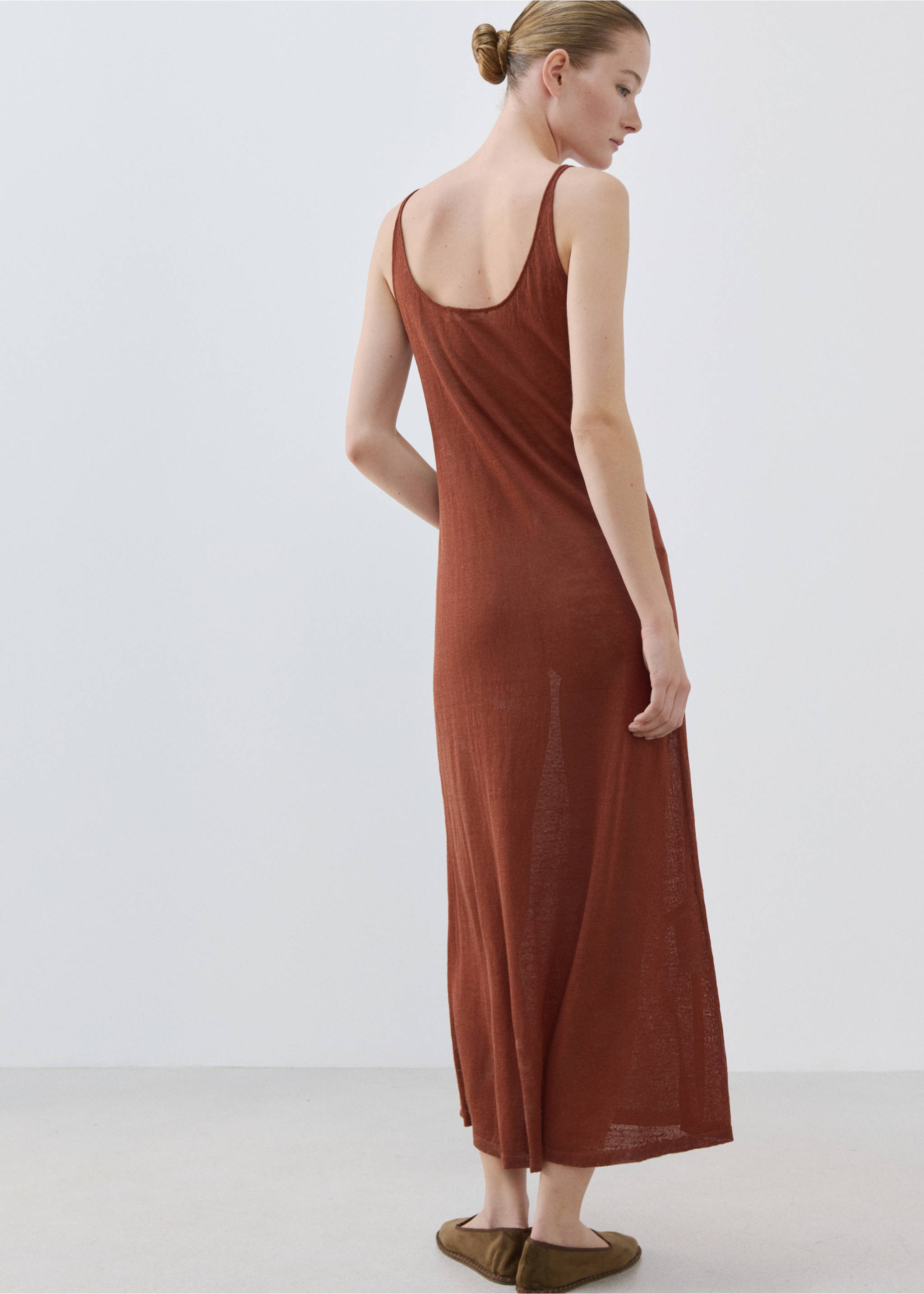 Vestido malha linho - Verso do artigo, Laranja. Ref: 27013317-00.