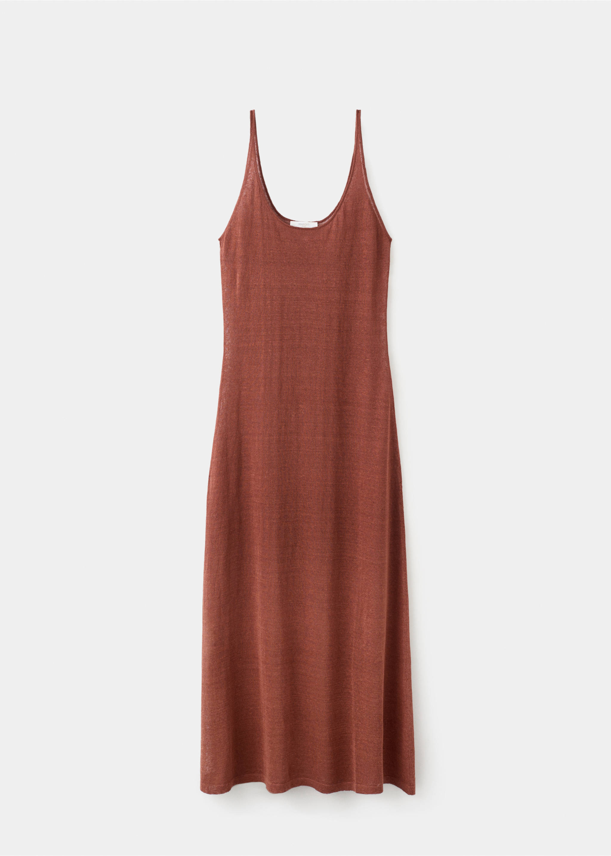 Knit linen-blend dress - Article without model, Orange. Ref: 27013317-00.