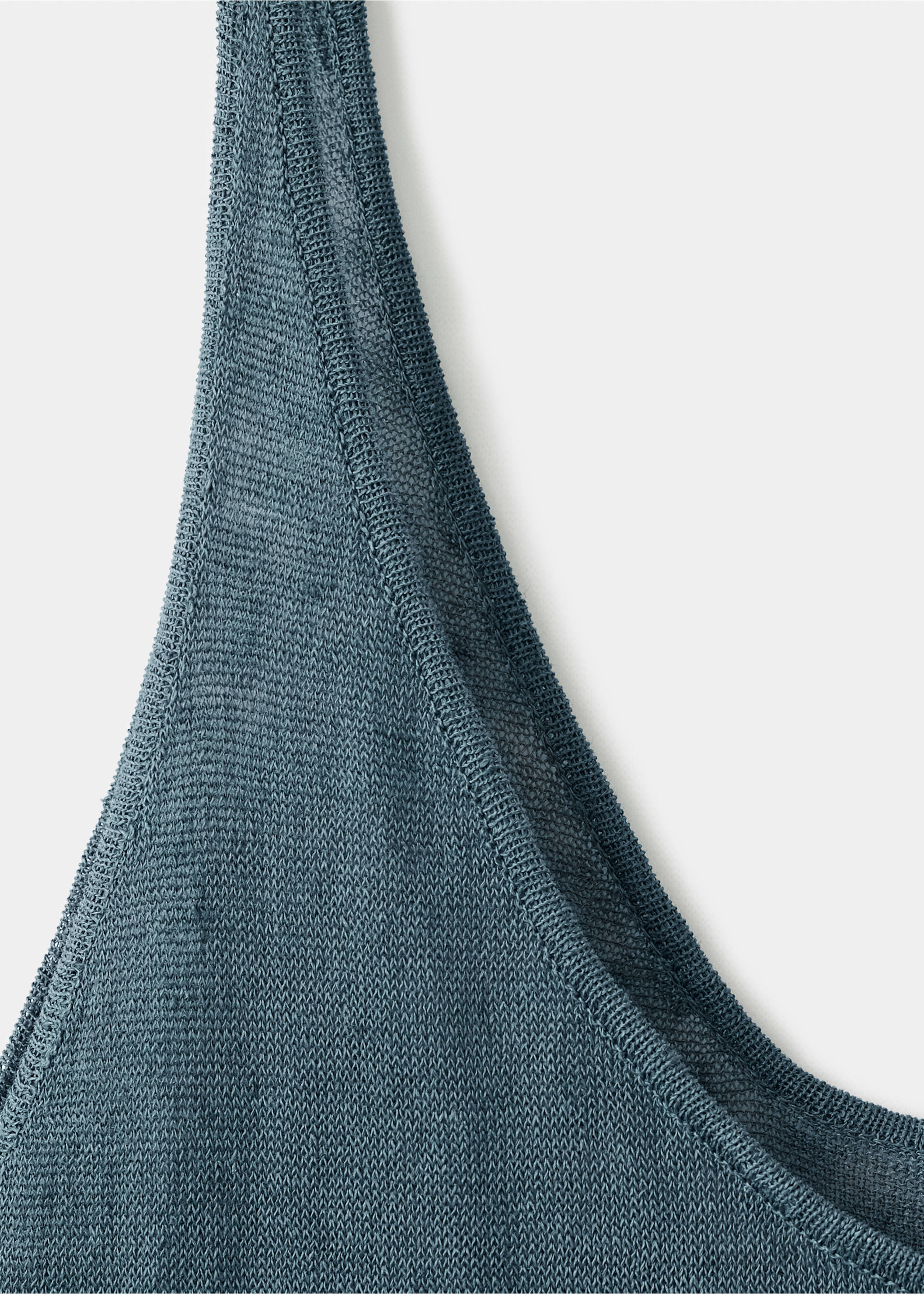 Knit linen-blend dress - Details of the article 8, Night Blue. Ref: 27013317-00.