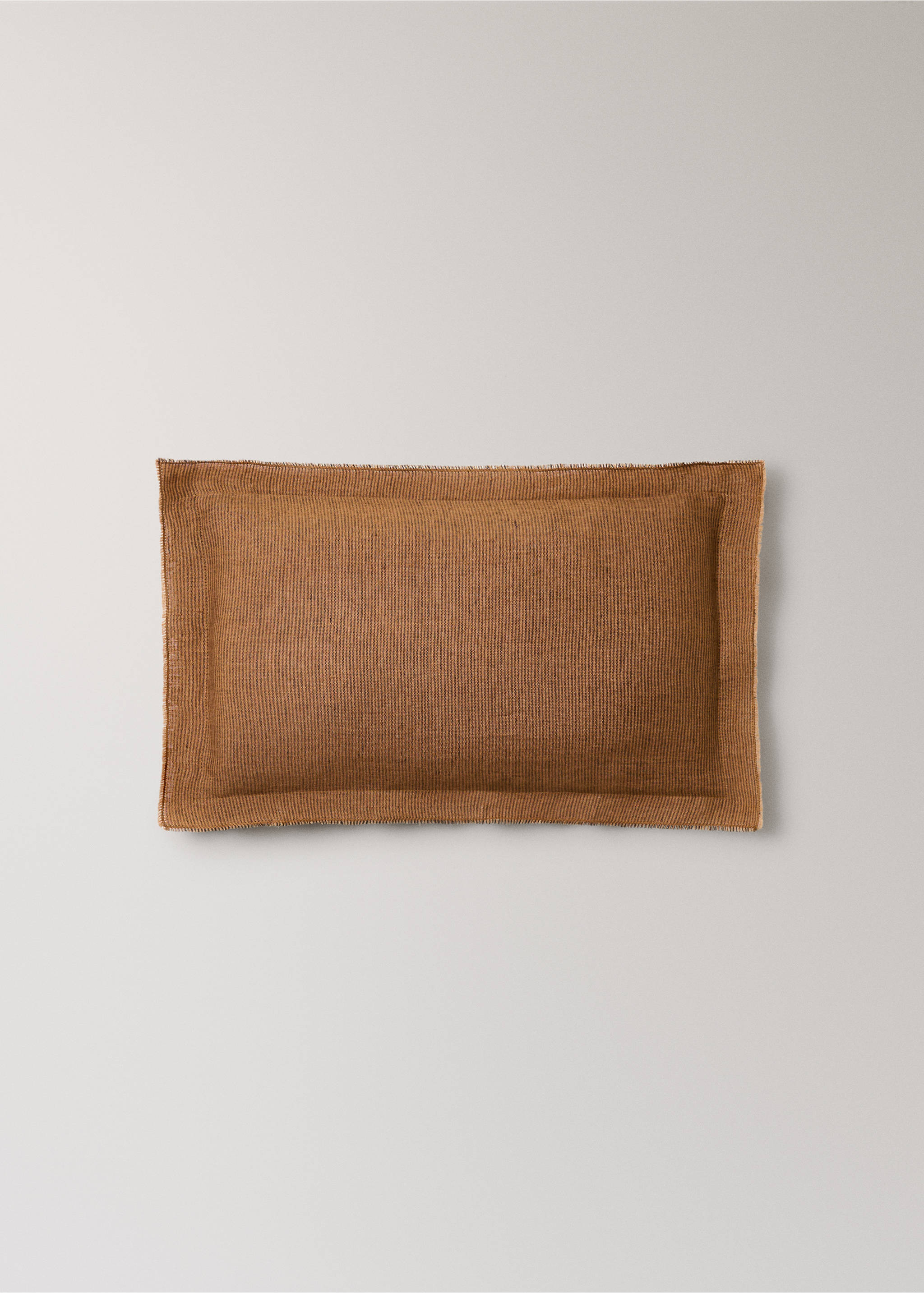 Povlak na polštářek z lnu s prošitím 30x50 cm - Zboží bez modelu, Oranžová. Ref: 27013318-00.