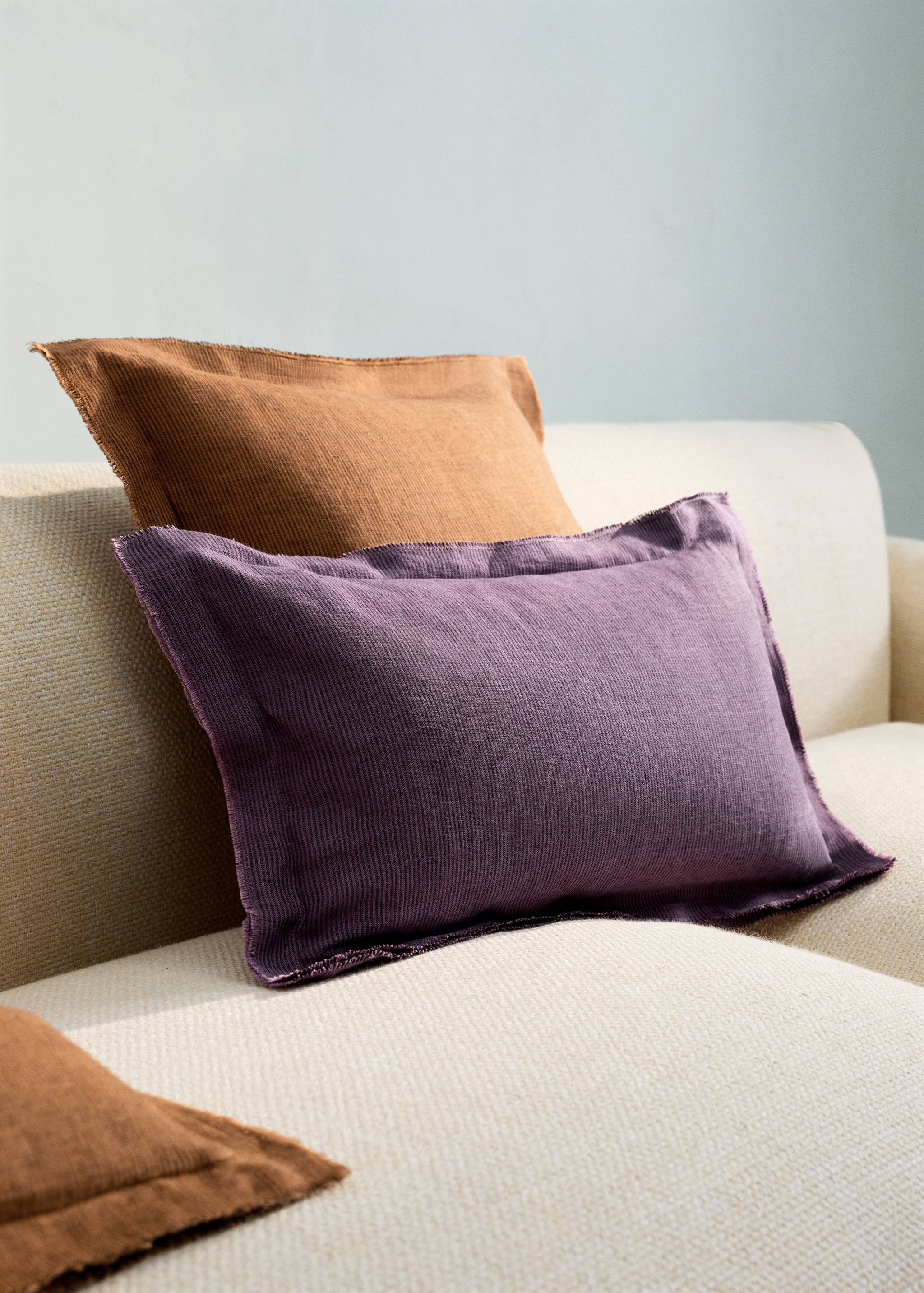 Linen cushion cover with topstitch finish 30x50 cm - General plane