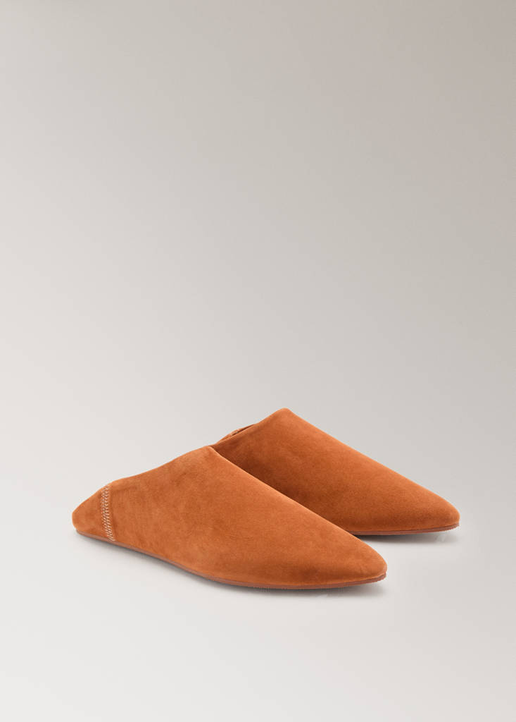 Leather clogs with stitching detail — Orange