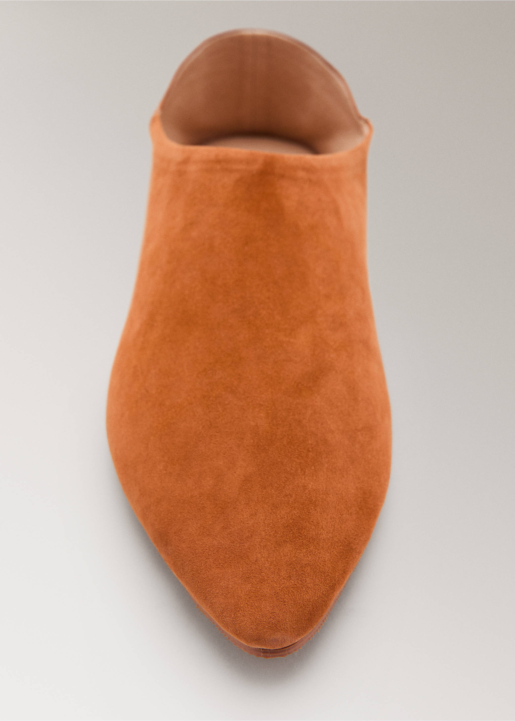 Leather clogs with stitching detail - Details of the article 1, Orange. Ref: 27013319-00.