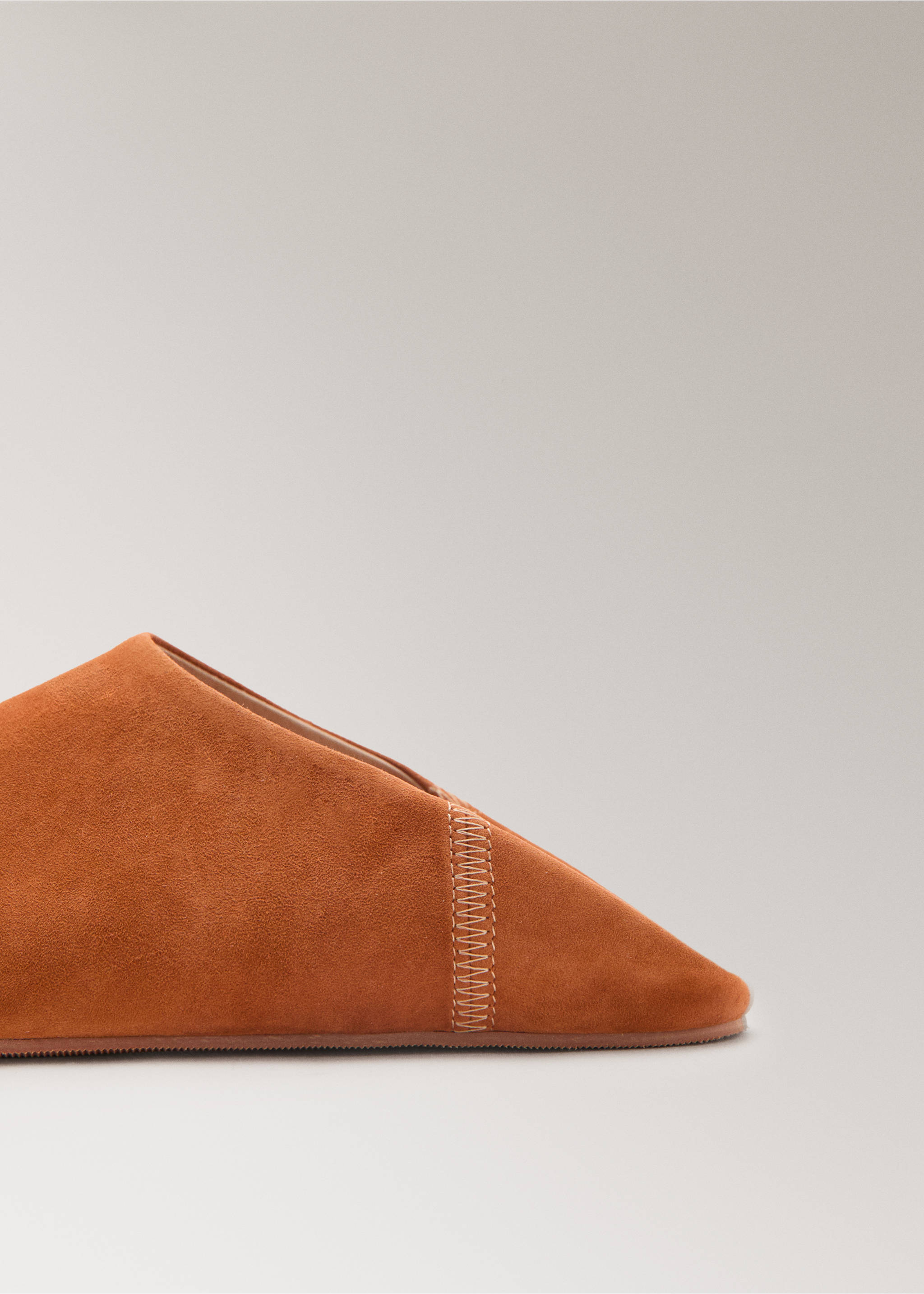 Leather clogs with stitching detail - Details of the article 2, Orange. Ref: 27013319-00.