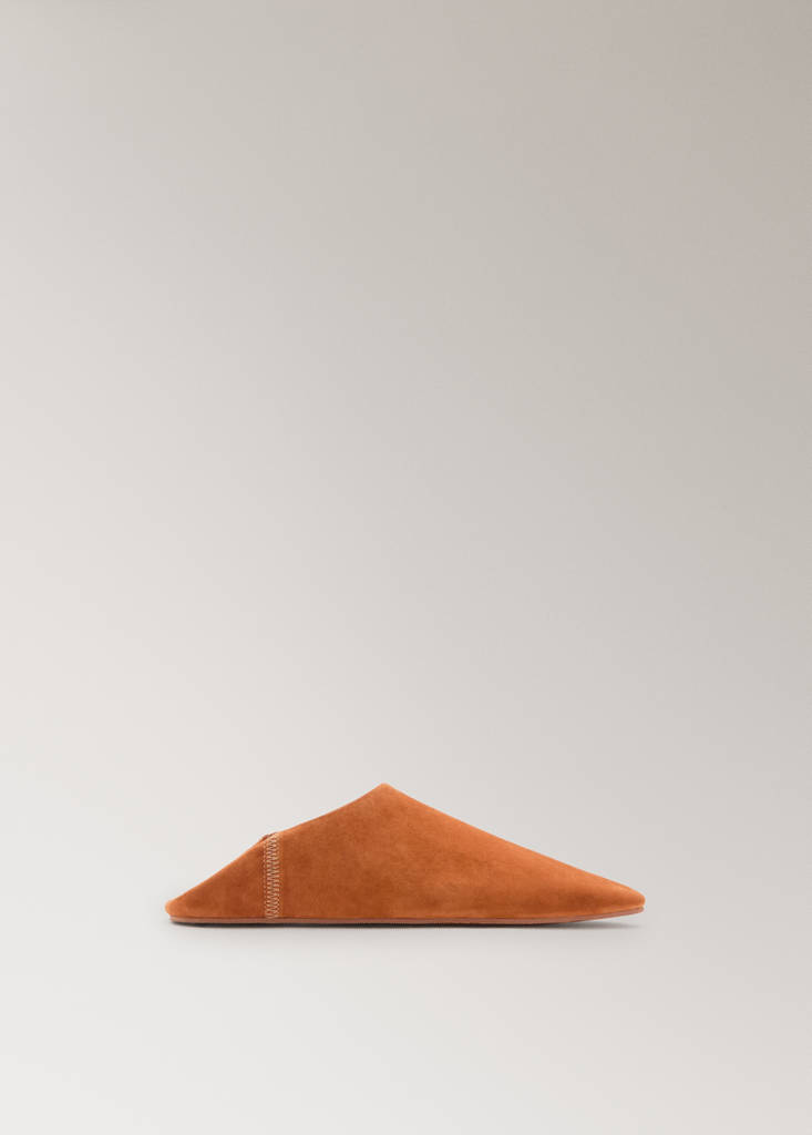 Leather clogs with stitching detail — Orange