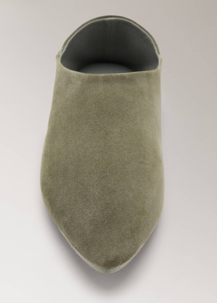 Leather clogs with stitching detail — Khaki