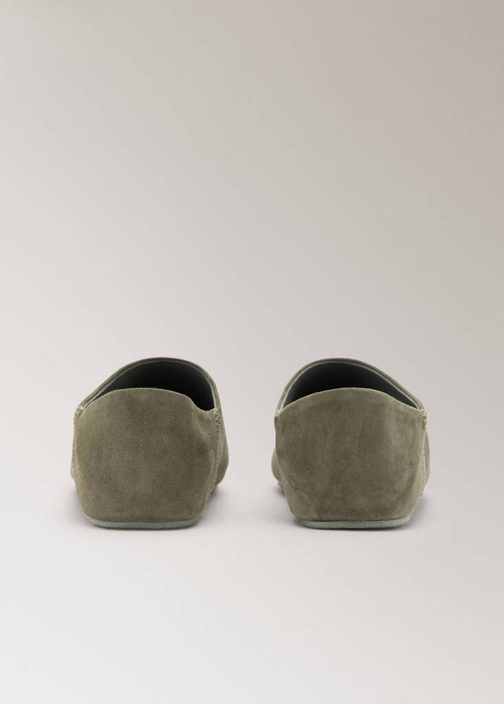 Leather clogs with stitching detail — Khaki