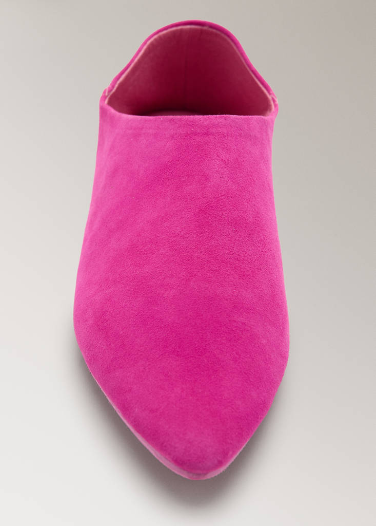 Leather clogs with stitching detail — Fuchsia