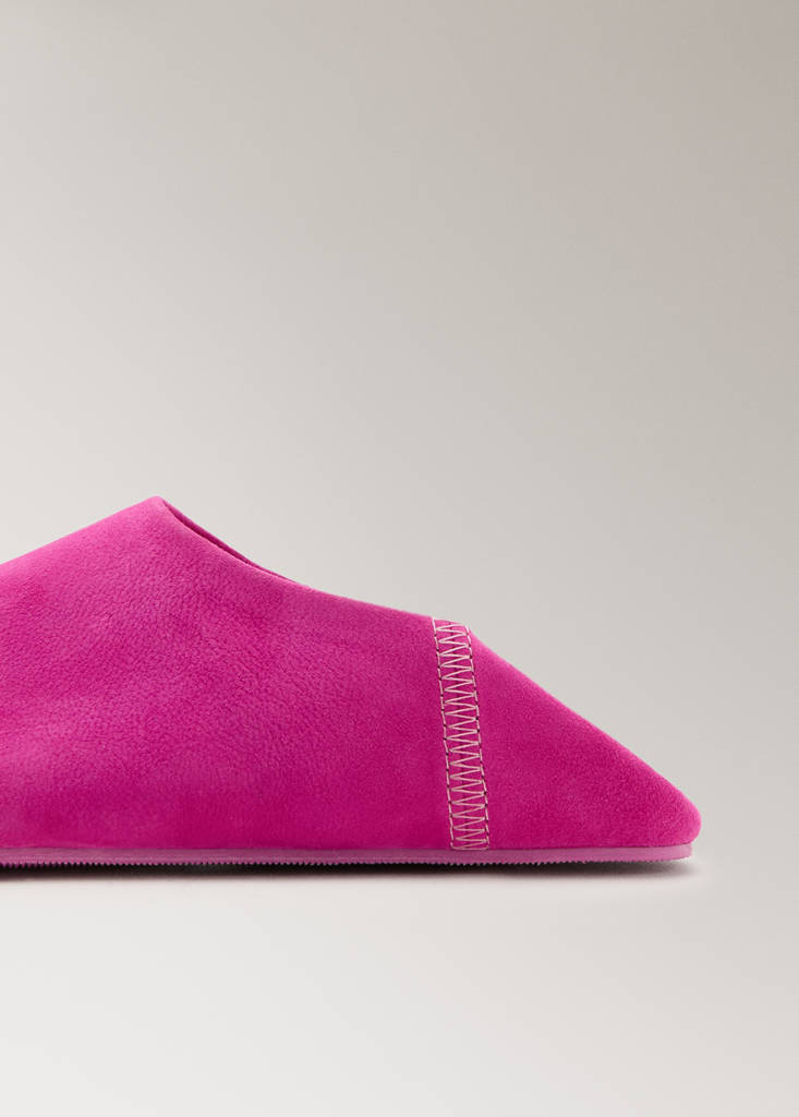 Leather clogs with stitching detail — Fuchsia