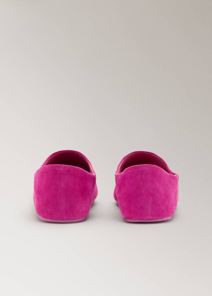 Leather clogs with stitching detail — Fuchsia