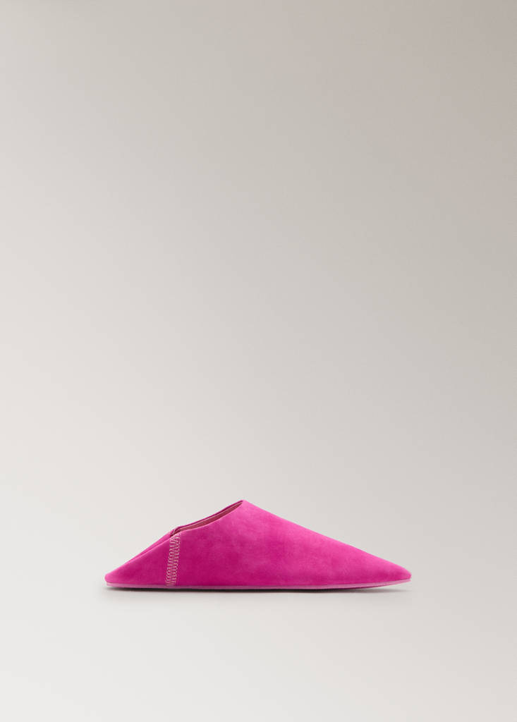 Leather clogs with stitching detail — Fuchsia