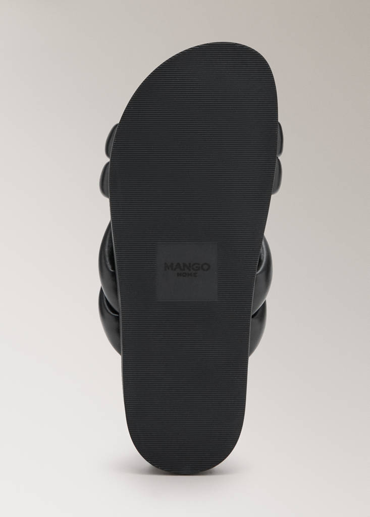 Padded cross-strap leather sandal — Black