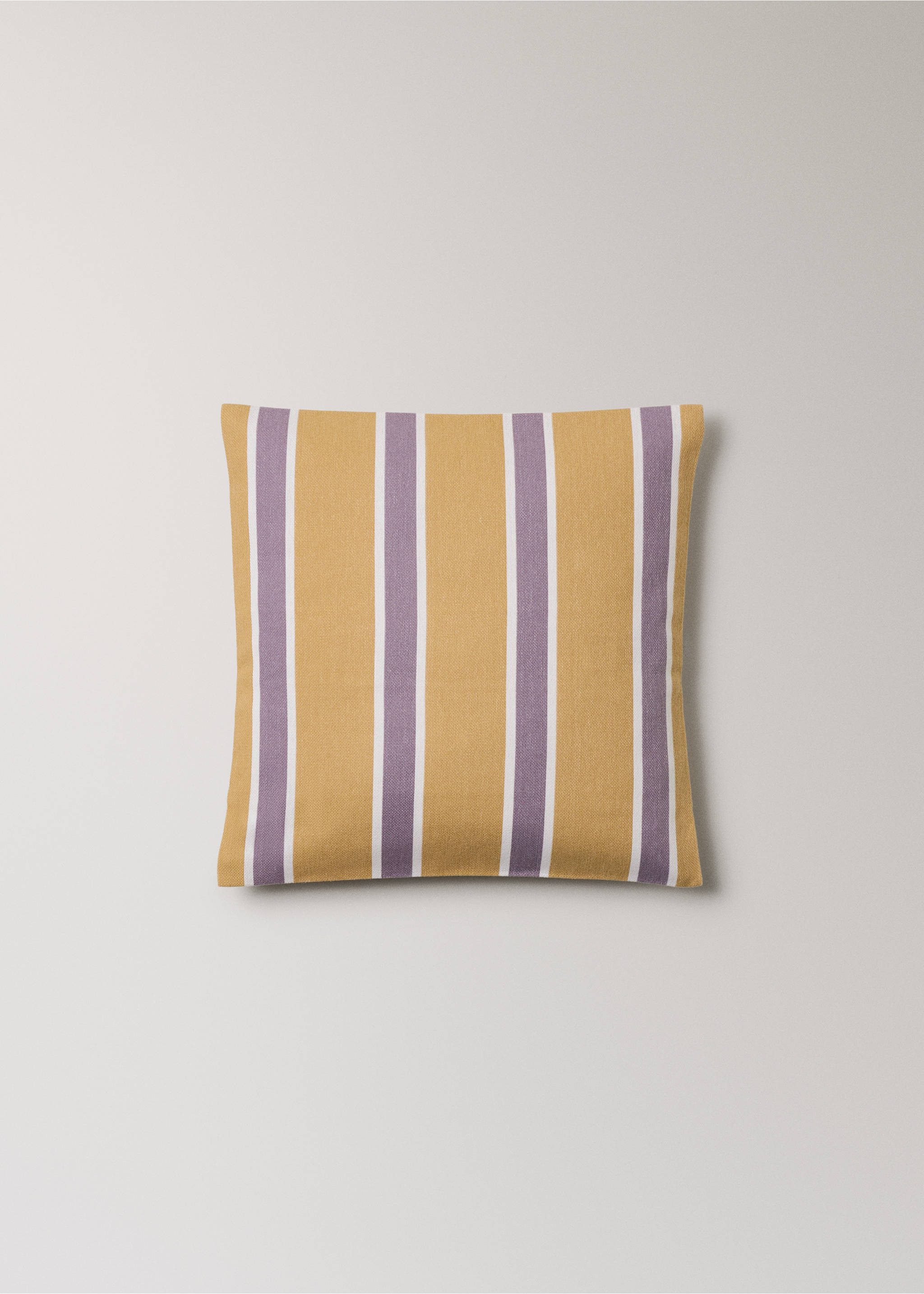 Cotton cushion cover with printed stripes 45x45 cm - Article without model, Yellow. Ref: 27013321-00.