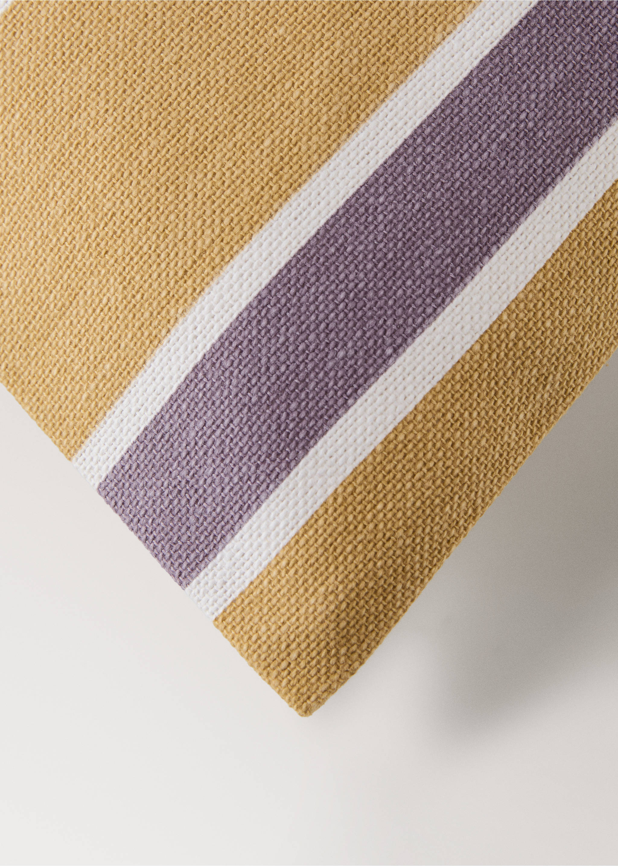 Cotton cushion cover with printed stripes 45x45 cm - Details of the article 1, Yellow. Ref: 27013321-00.