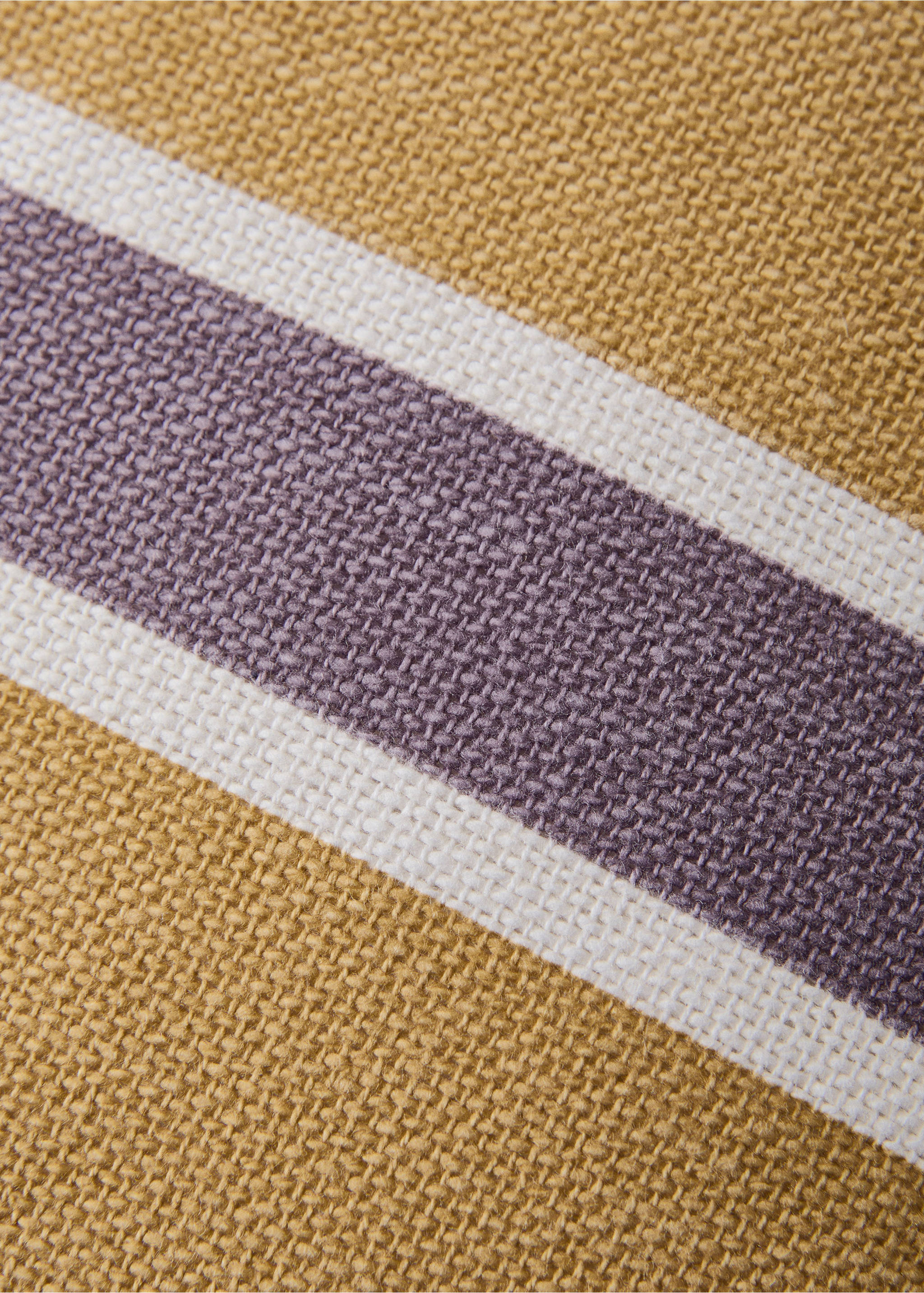 Cotton cushion cover with printed stripes 45x45 cm - Details of the article 3, Yellow. Ref: 27013321-00.