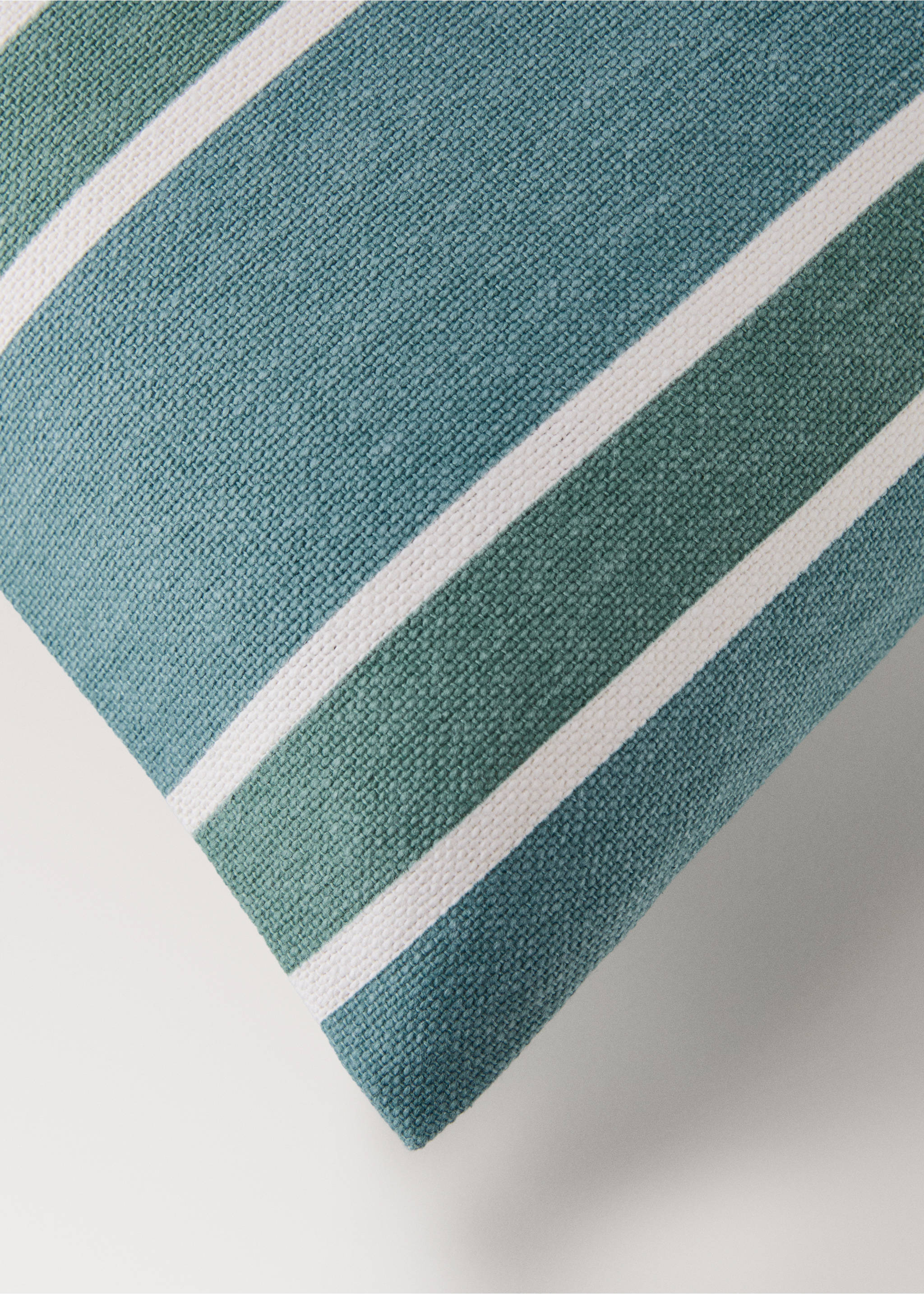 Cotton cushion cover with printed stripes 45x45 cm - Details of the article 1, Blue. Ref: 27013321-00.