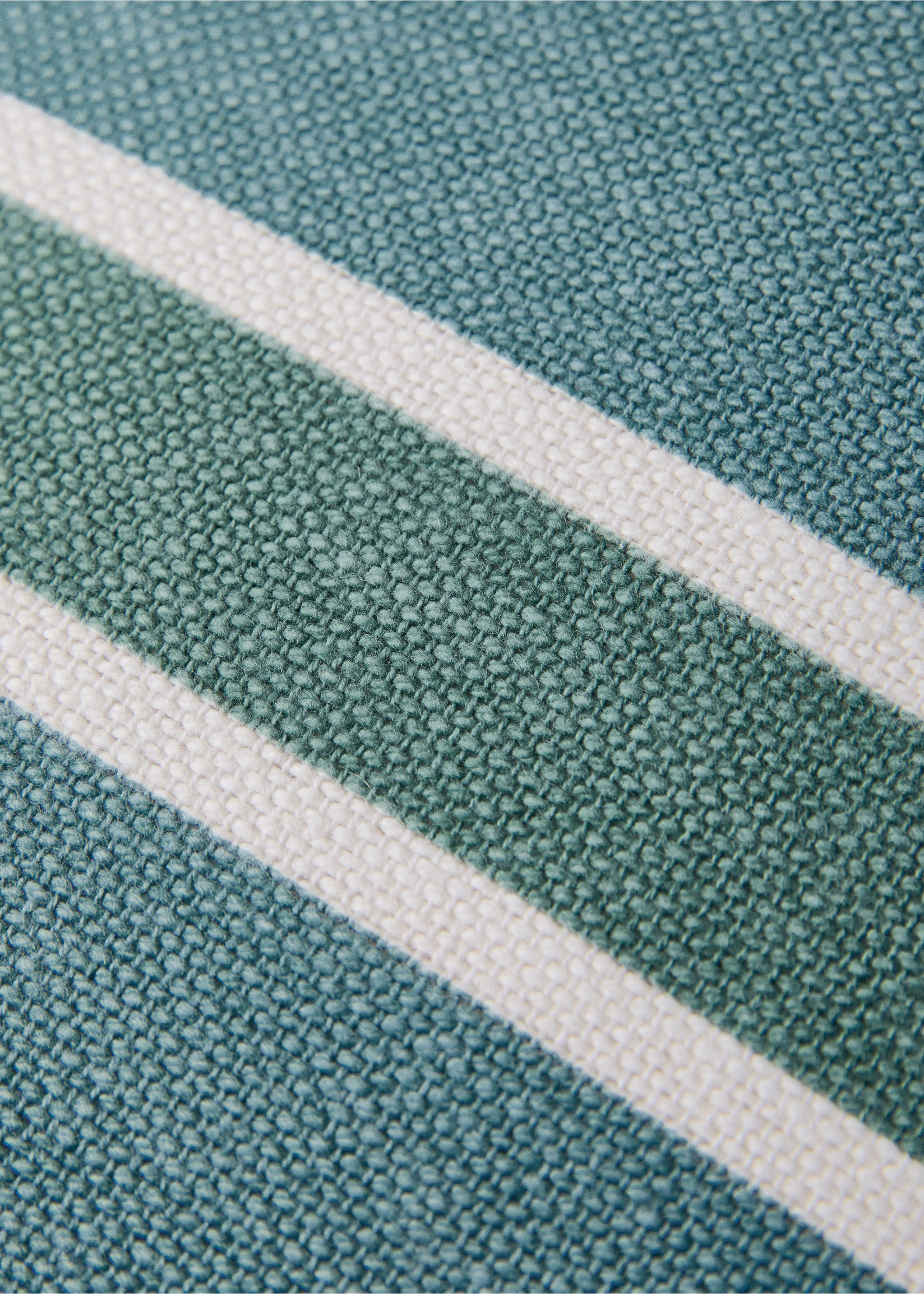 Cotton cushion cover with printed stripes 45x45 cm - Details of the article 3, Blue. Ref: 27013321-00.