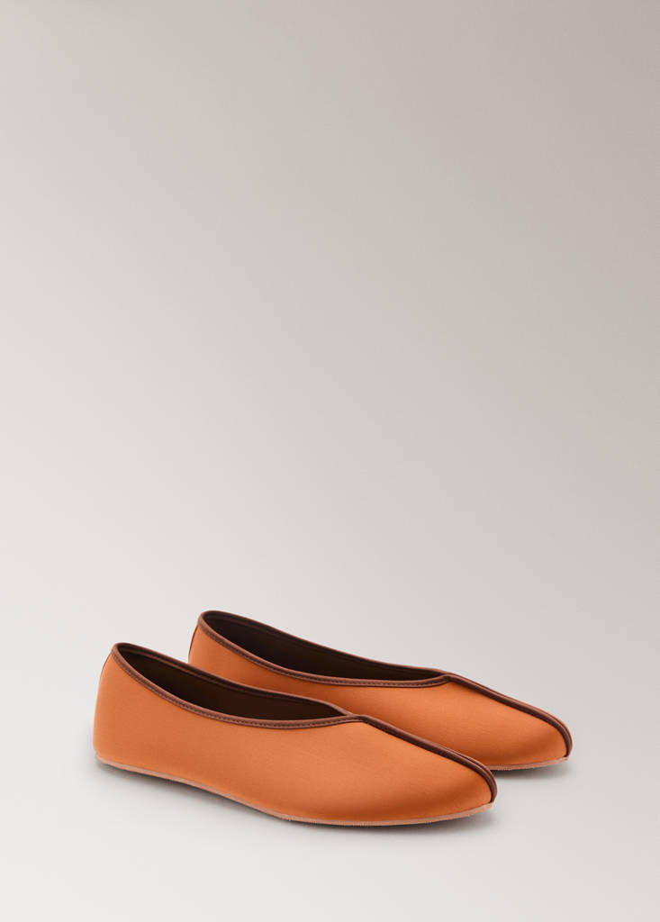 Satin ballet flats with contrast piping — Orange