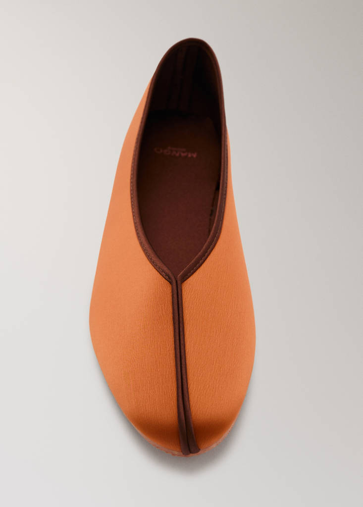 Satin ballet flats with contrast piping — Orange