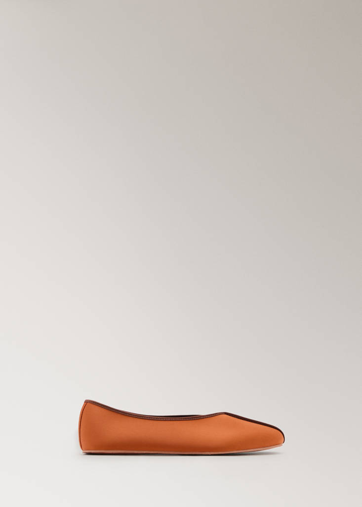 Satin ballet flats with contrast piping — Orange