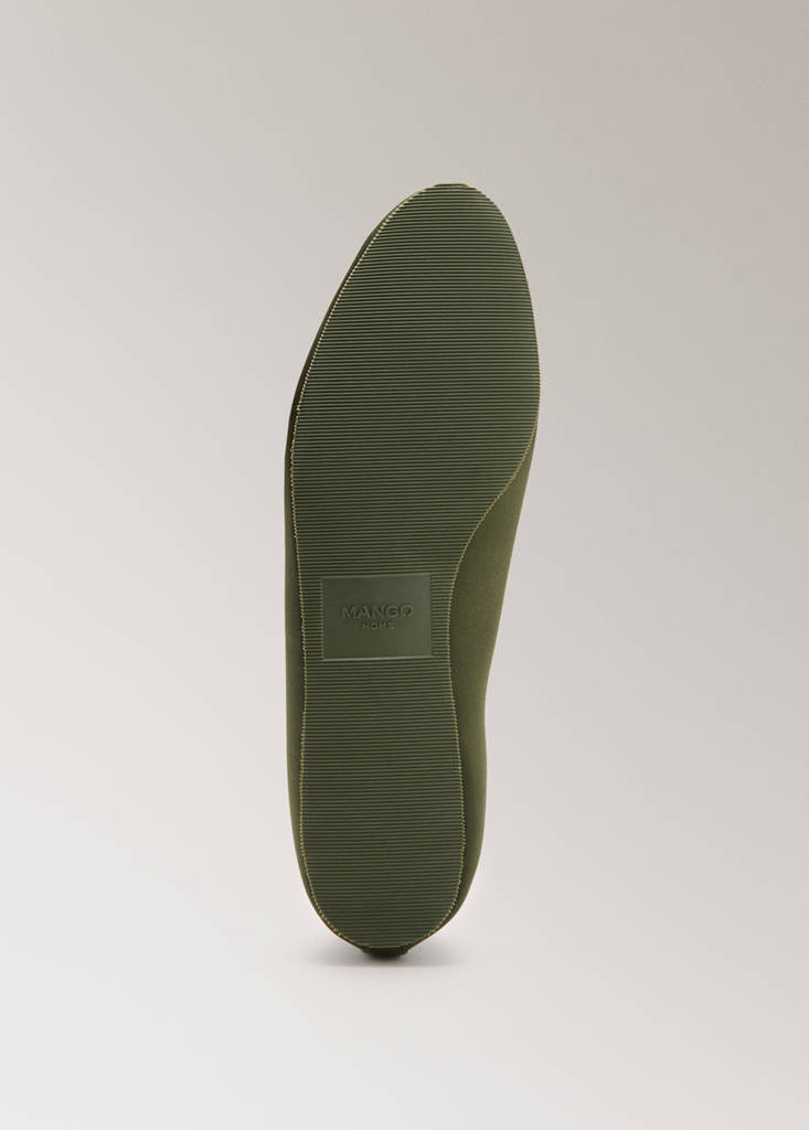 Satin ballet flats with contrast piping — Olive Green