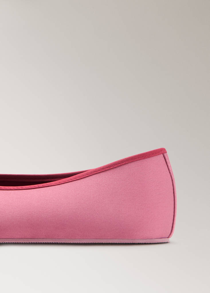 Satin ballet flats with contrast piping — Fuchsia