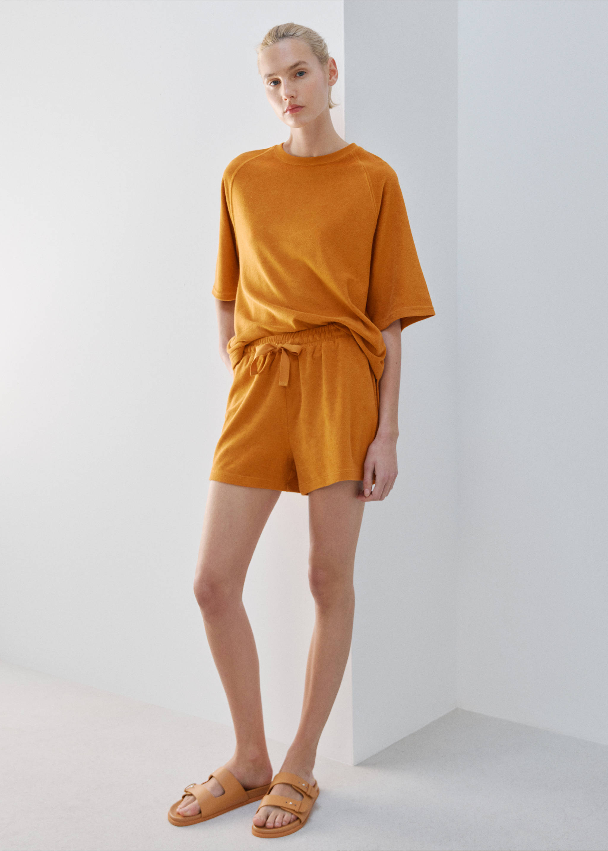 Frottee-Baumwoll-Shorts - Allgemeine Ansicht, Orange. Ref: 27013330-00.