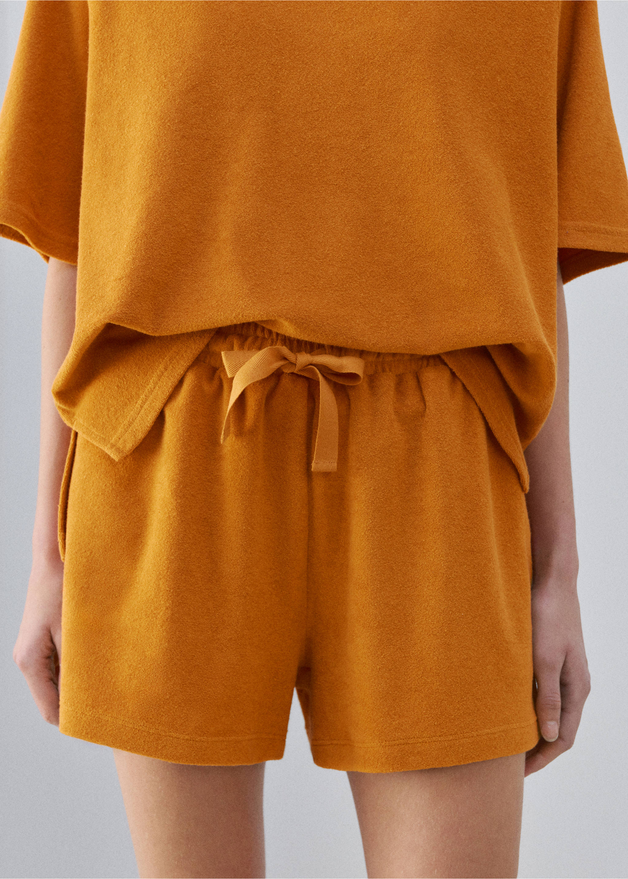 Frottee-Baumwoll-Shorts - Mittlere Ansicht, Orange. Ref: 27013330-00.
