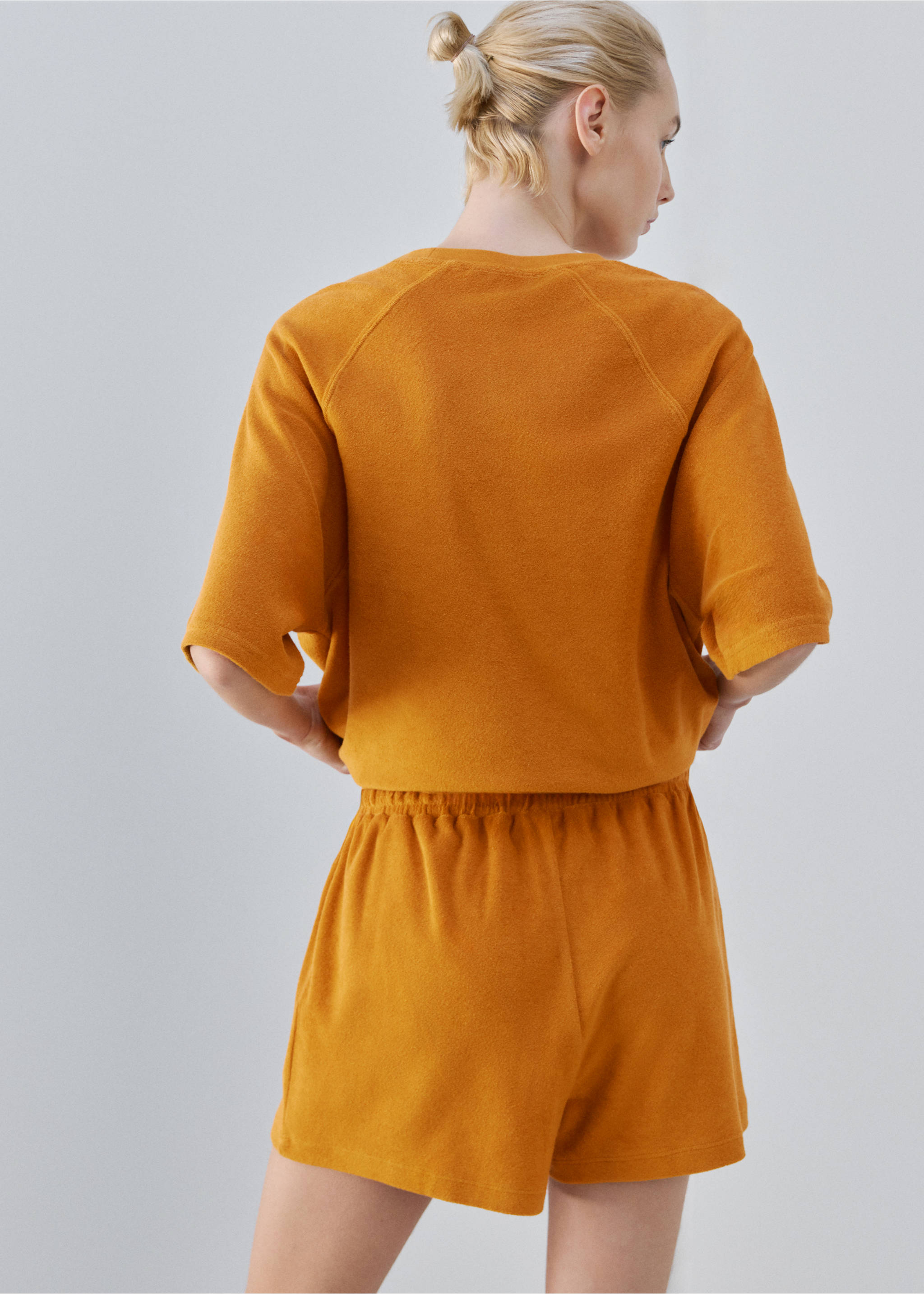 Frottee-Baumwoll-Shorts - Rückseite des Artikels, Orange. Ref: 27013330-00.