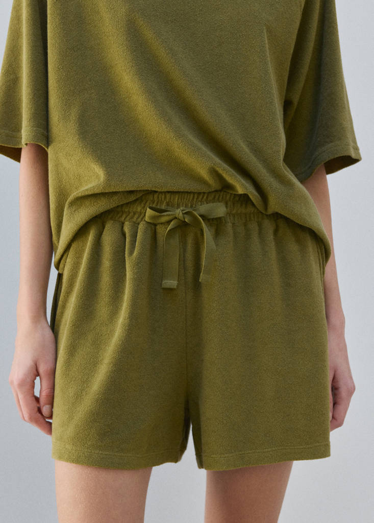 Terry cotton shorts — Khaki