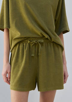 Terry cotton shorts — Khaki 1