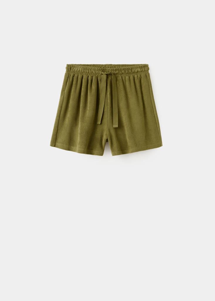 Terry cotton shorts — Khaki