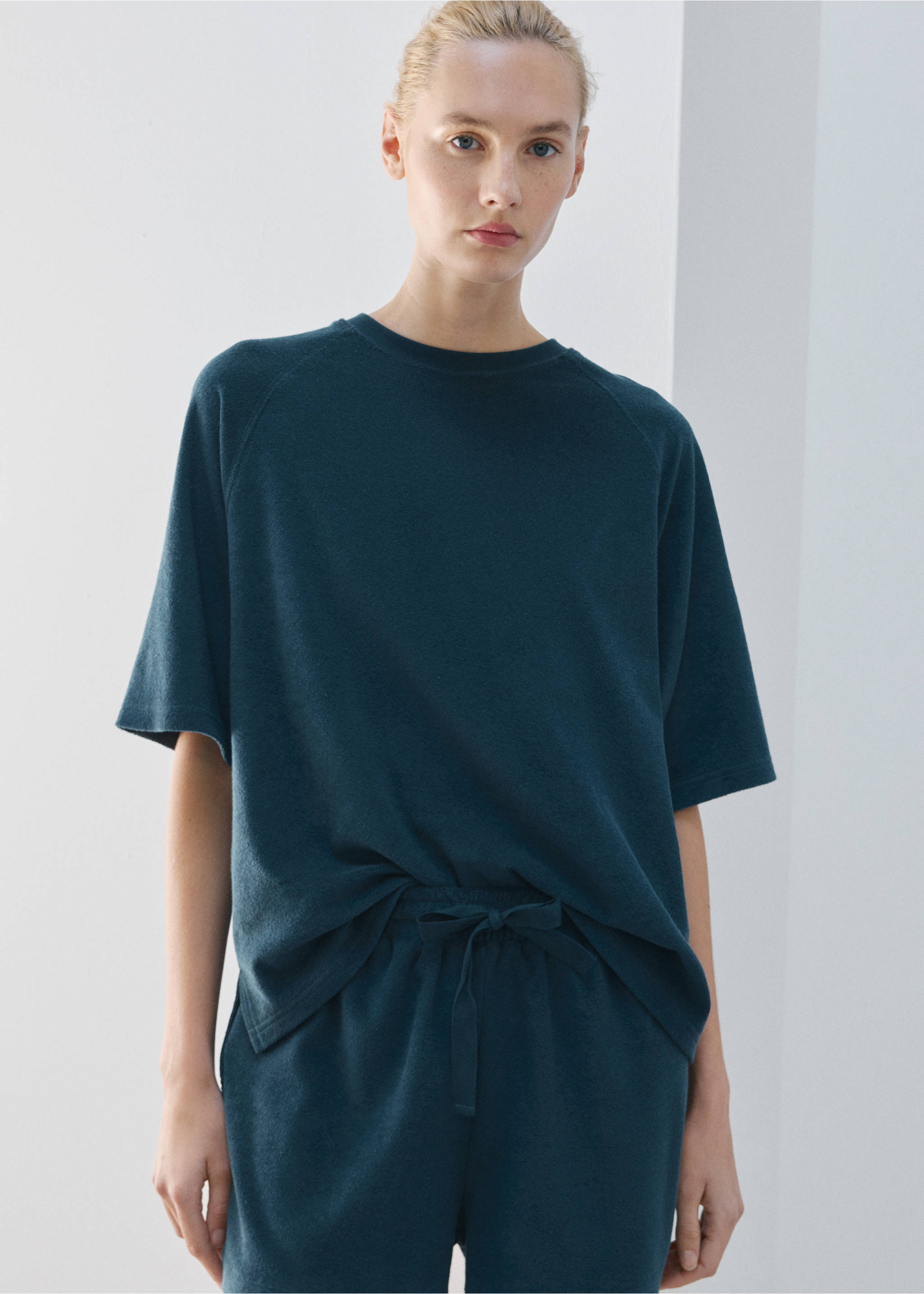 Frottee-Baumwoll-Shorts - Detail des Artikels 1, Blau. Ref: 27013330-00.