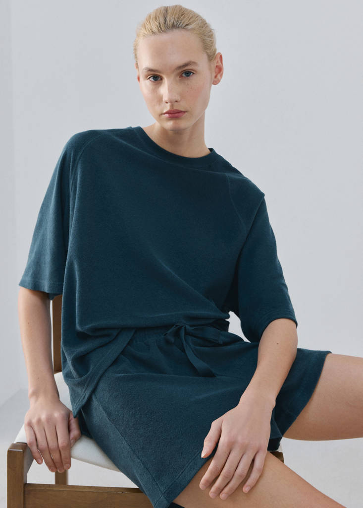 Terry cotton shorts — Blue