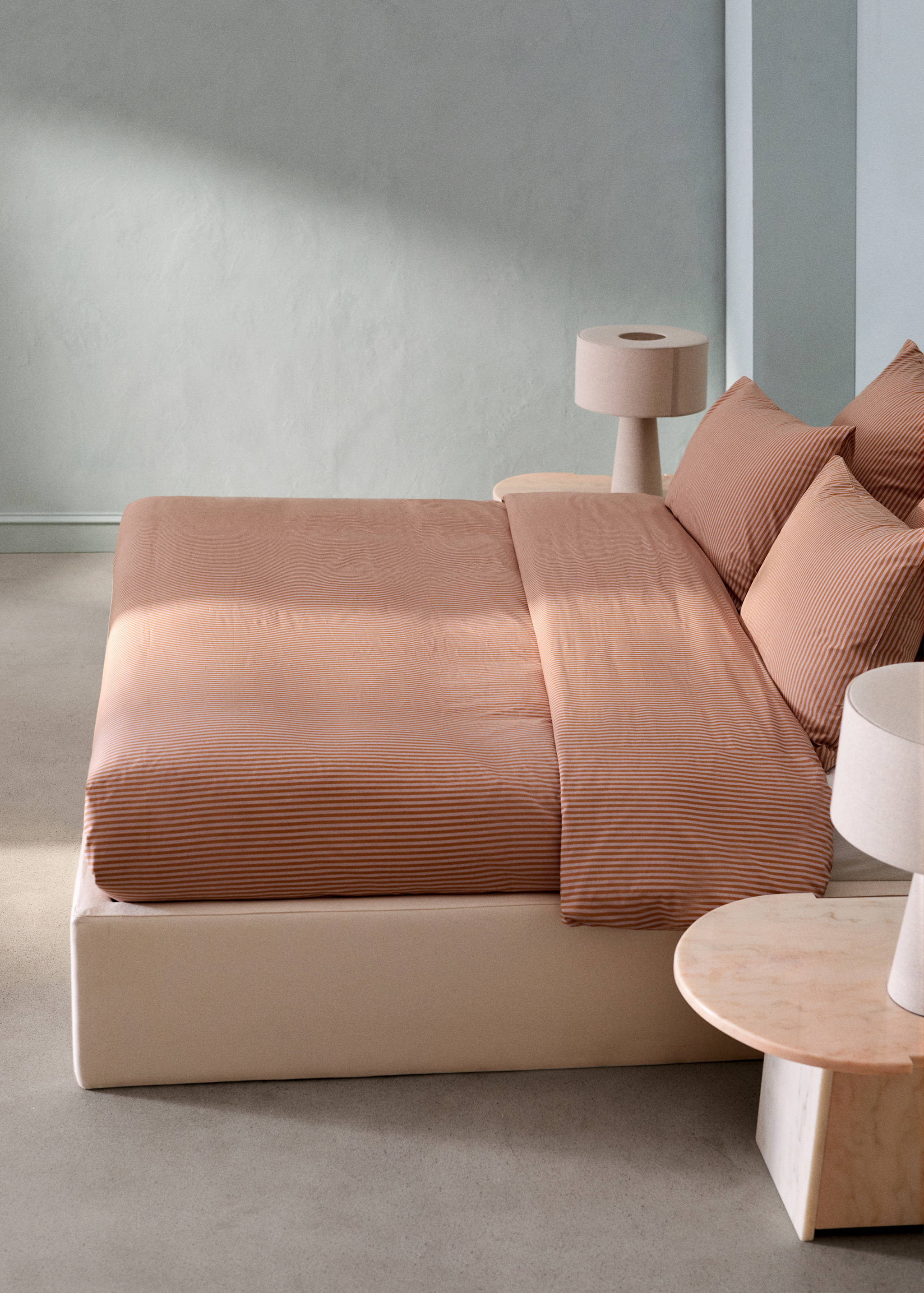 Percale cotton duvet cover with small stripe print for Bed 180/200 cm - General plane