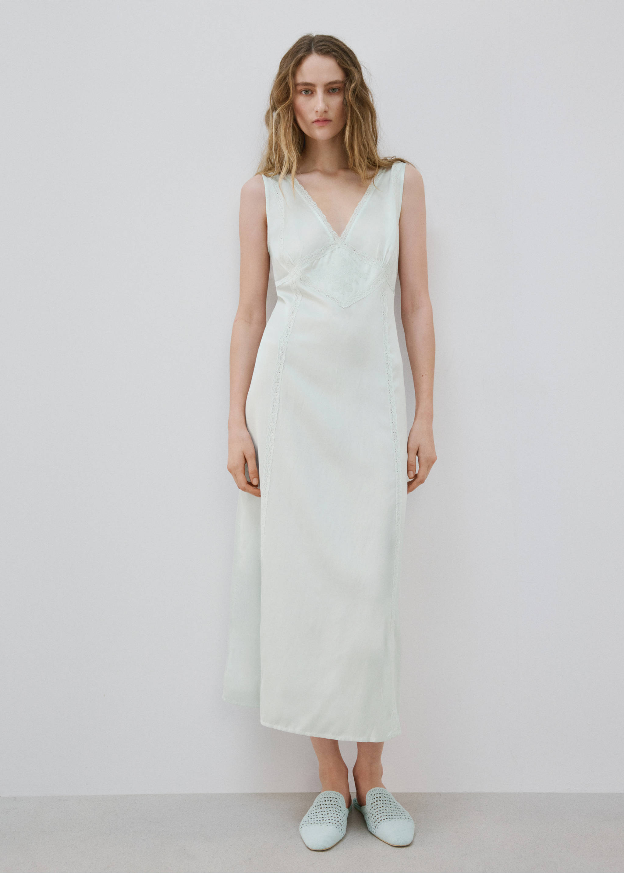 Lace detail nightgown - General plane, Blue. Ref: 27013334-00.