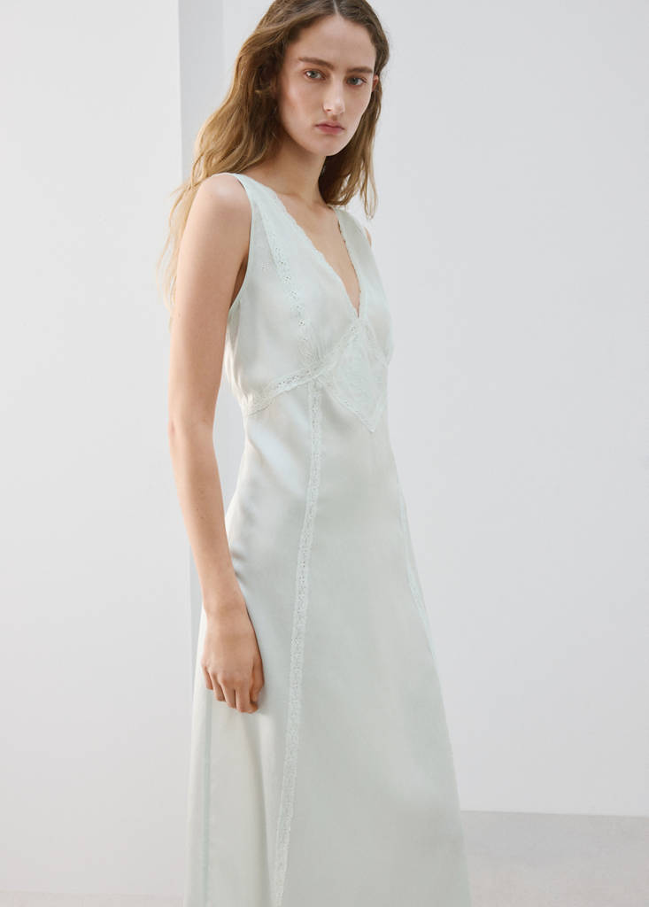 Lace detail nightgown — Blue