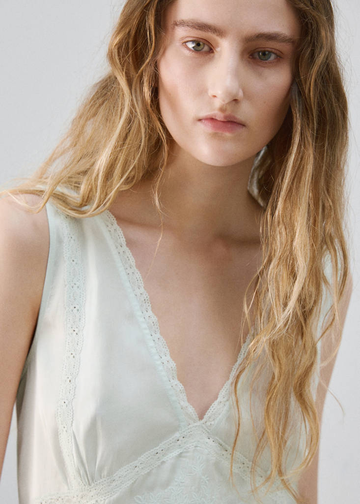 Lace detail nightgown — Blue