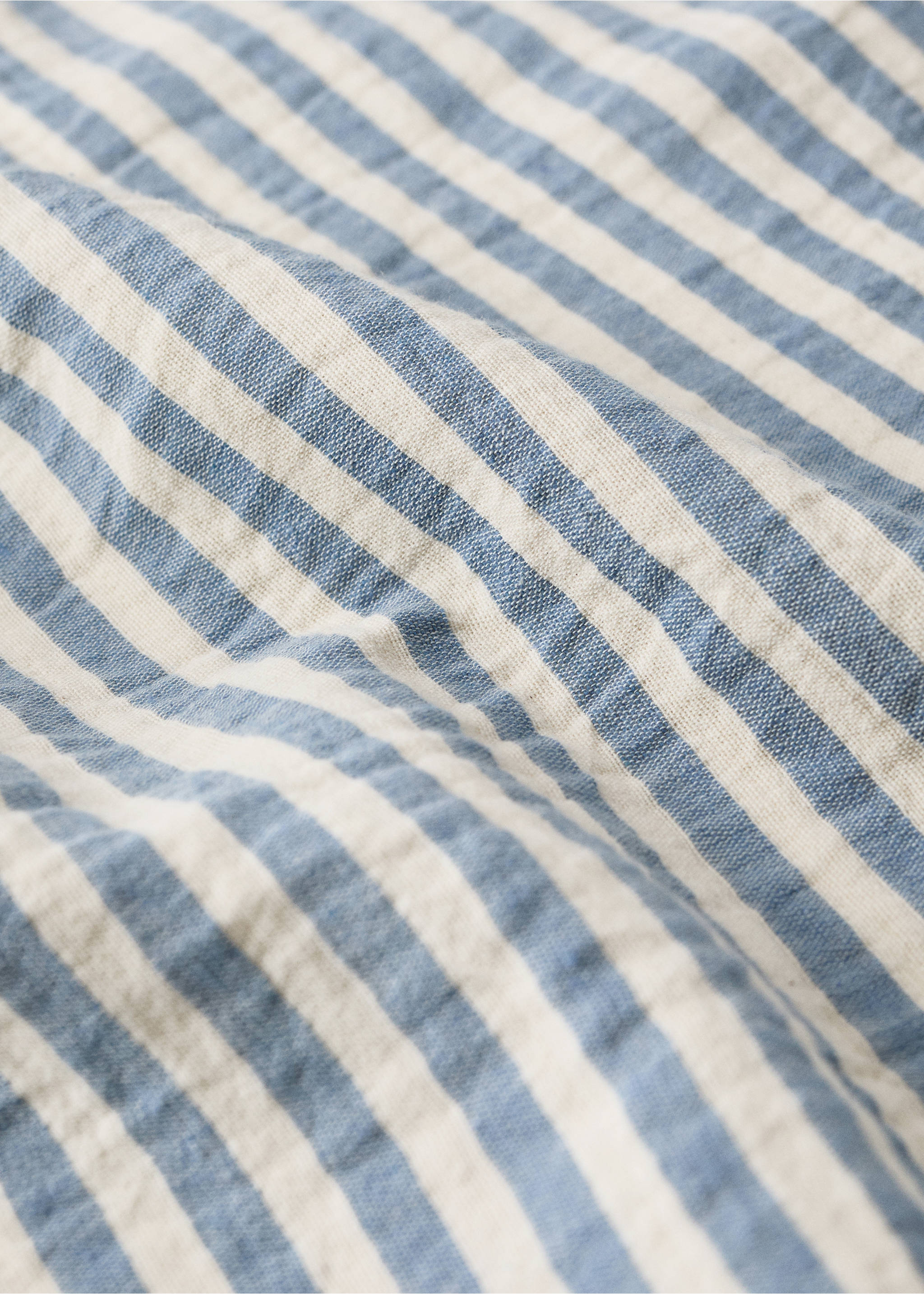 Couverture coton gaze rayures - Détail de l'article 2, Bleu. Ref: 27013336-00.