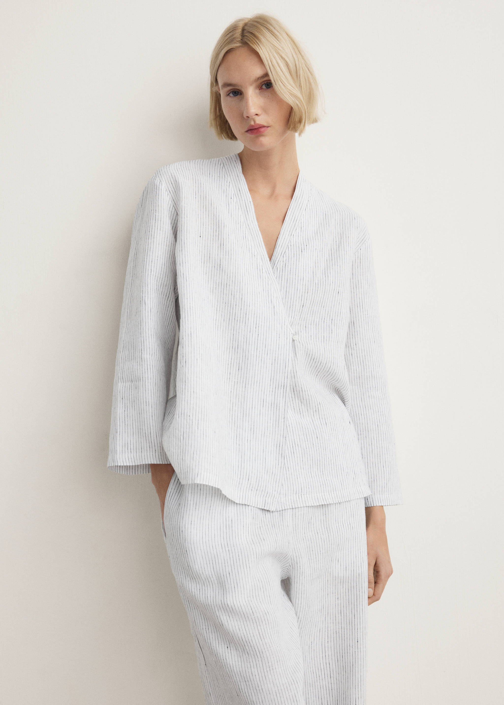 Pantalón pijama lino rayas - Detalle del artículo 1