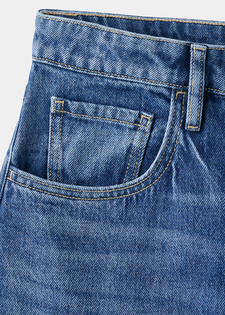 High-waisted barrel jeans — Dark Blue