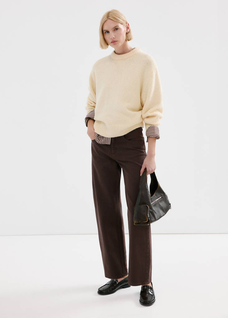 High-waisted barrel jeans — Chocolate
