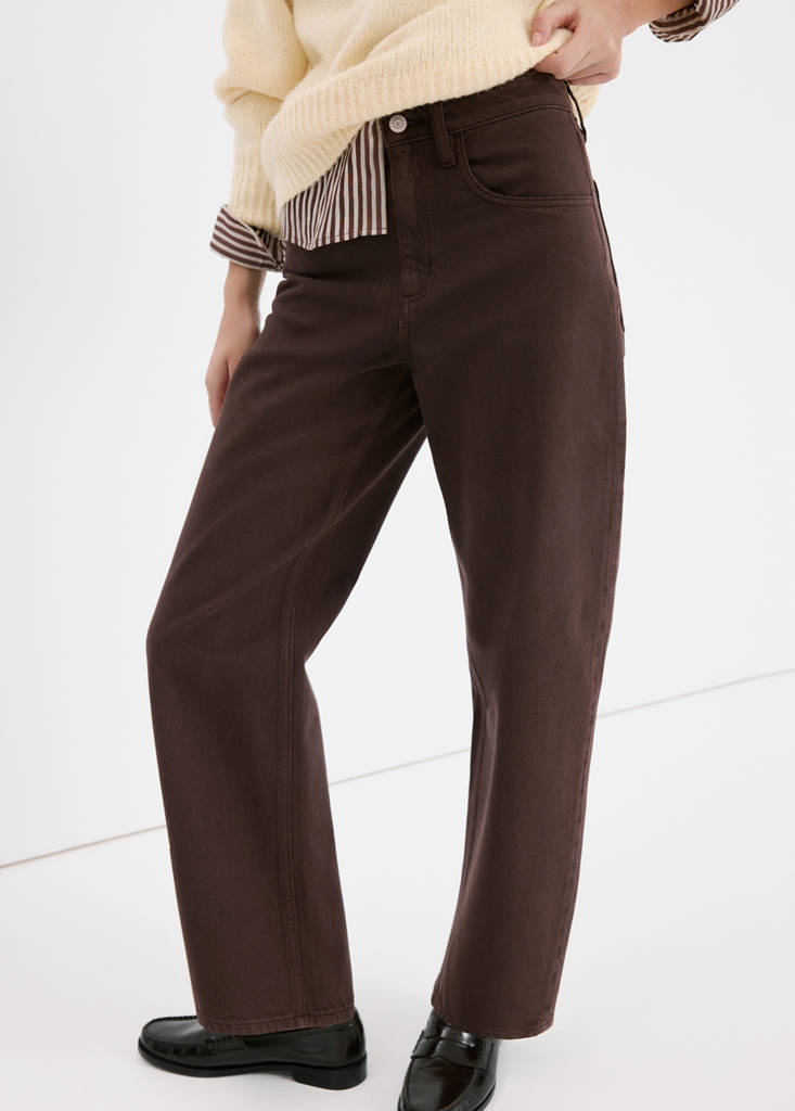 High-waisted barrel jeans — Chocolate
