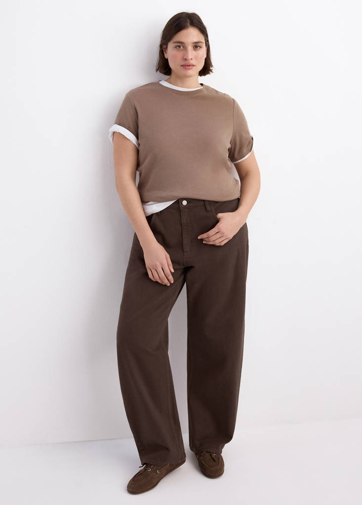 High-waisted barrel jeans — Chocolate